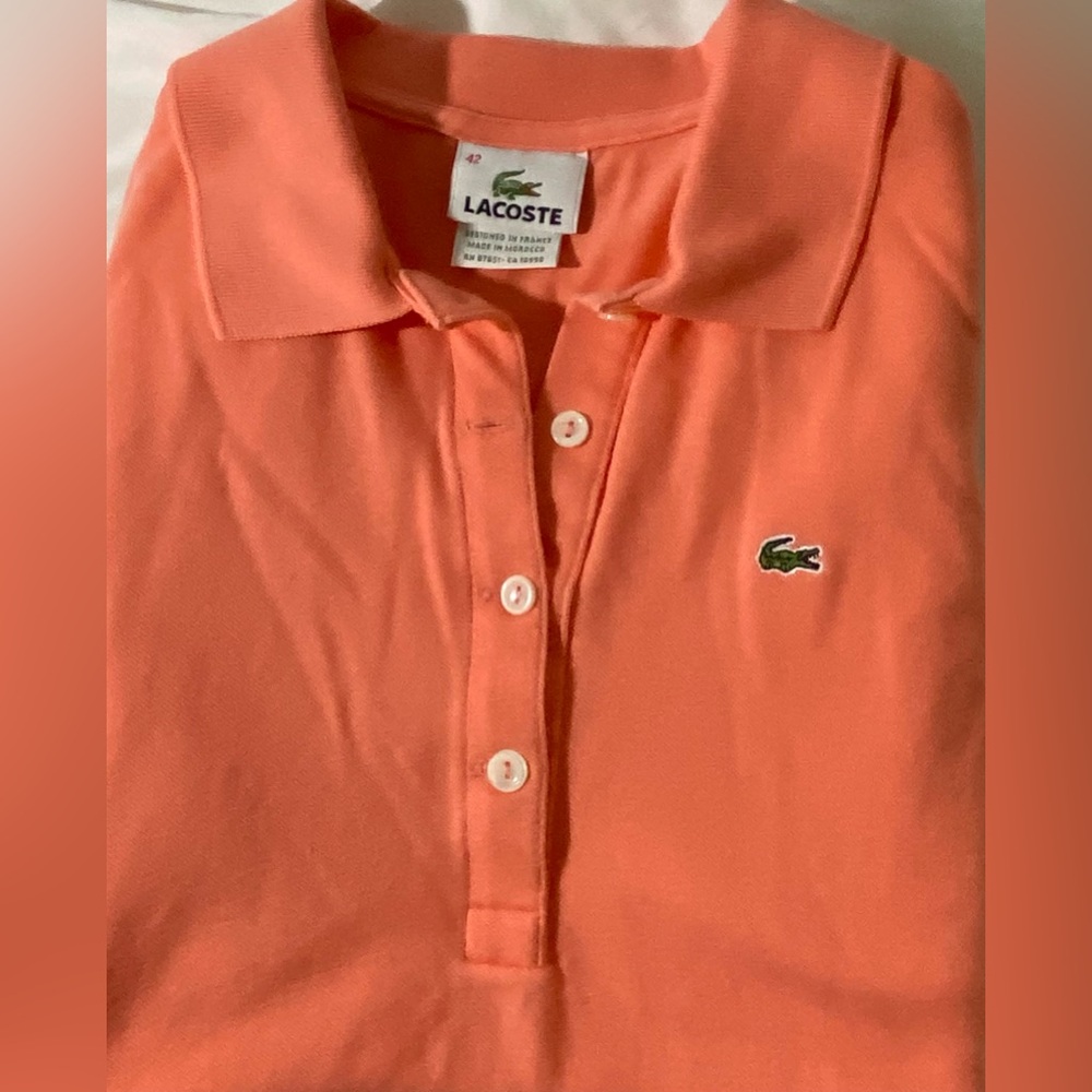 LACOSTE WOMENS CORAL POLO SHIRT - Picture 7 of 10